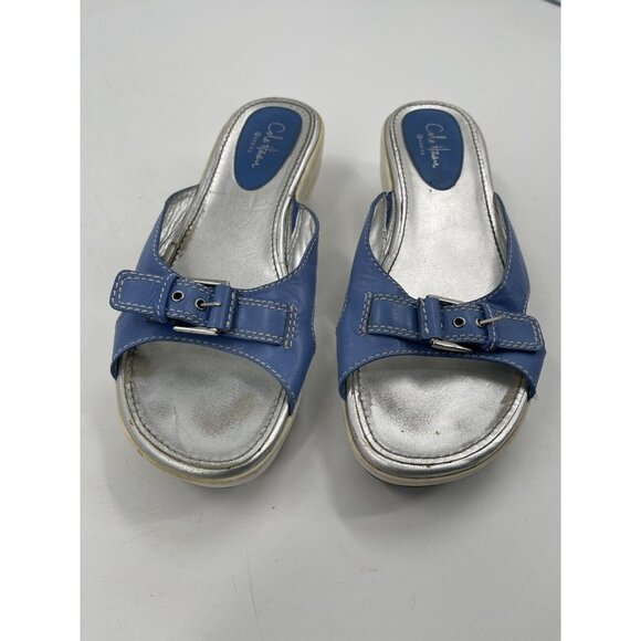 Cole Haan Blue‎ Silver And White Sole NikeAir Wedge Buckle Size 7.5 D21967 - Picture 2 of 15
